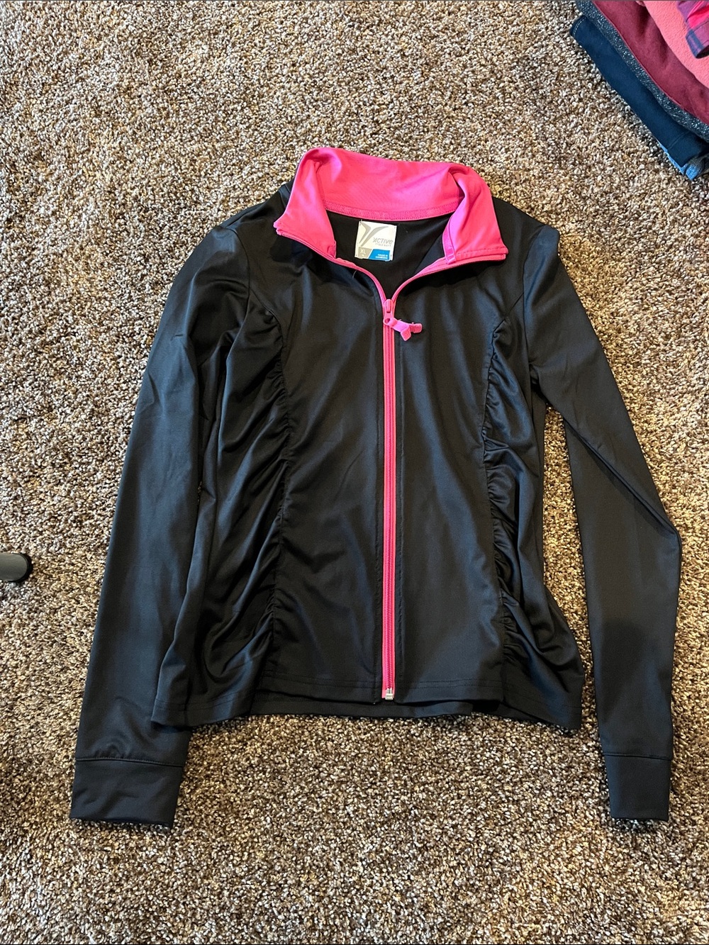 Old Navy Black Jacket with Pink Trim Zip Front Hoodie